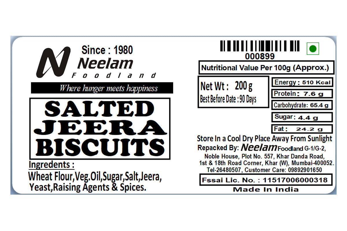 Salted Jeera Biscuits 200 Gm