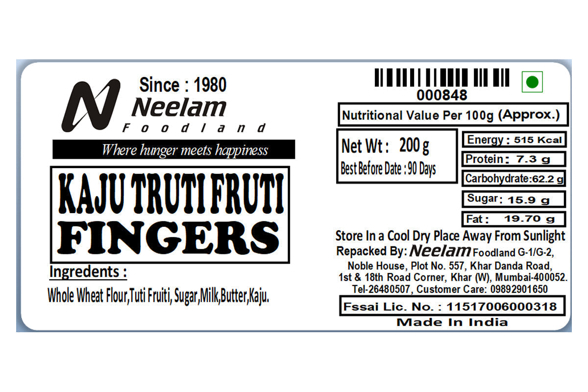 Kaju Tutti Frutti Fingers Biscuits 200 Gm