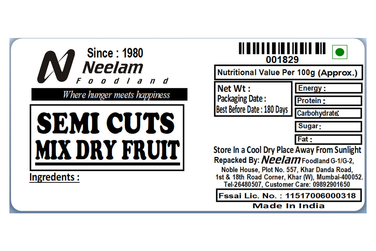 Mix Dry Fruit Semi Cuts 500 Gm