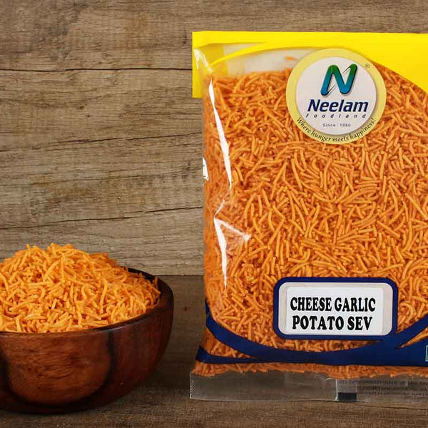 Buy Cheese Garlic Potato Sev Online – neelamfoodland-usa