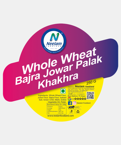 Whole Wheat Bajra Jowar Palak Khakhra 250 Gm