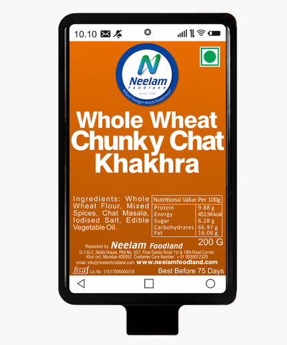Whole Wheat Chunky Chat Khakhra Mobile 200 Gm