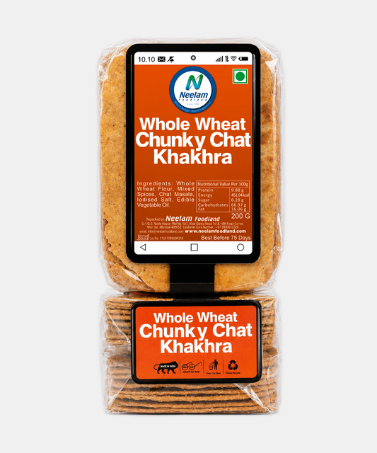 Whole Wheat Chunky Chat Khakhra Mobile 200 Gm