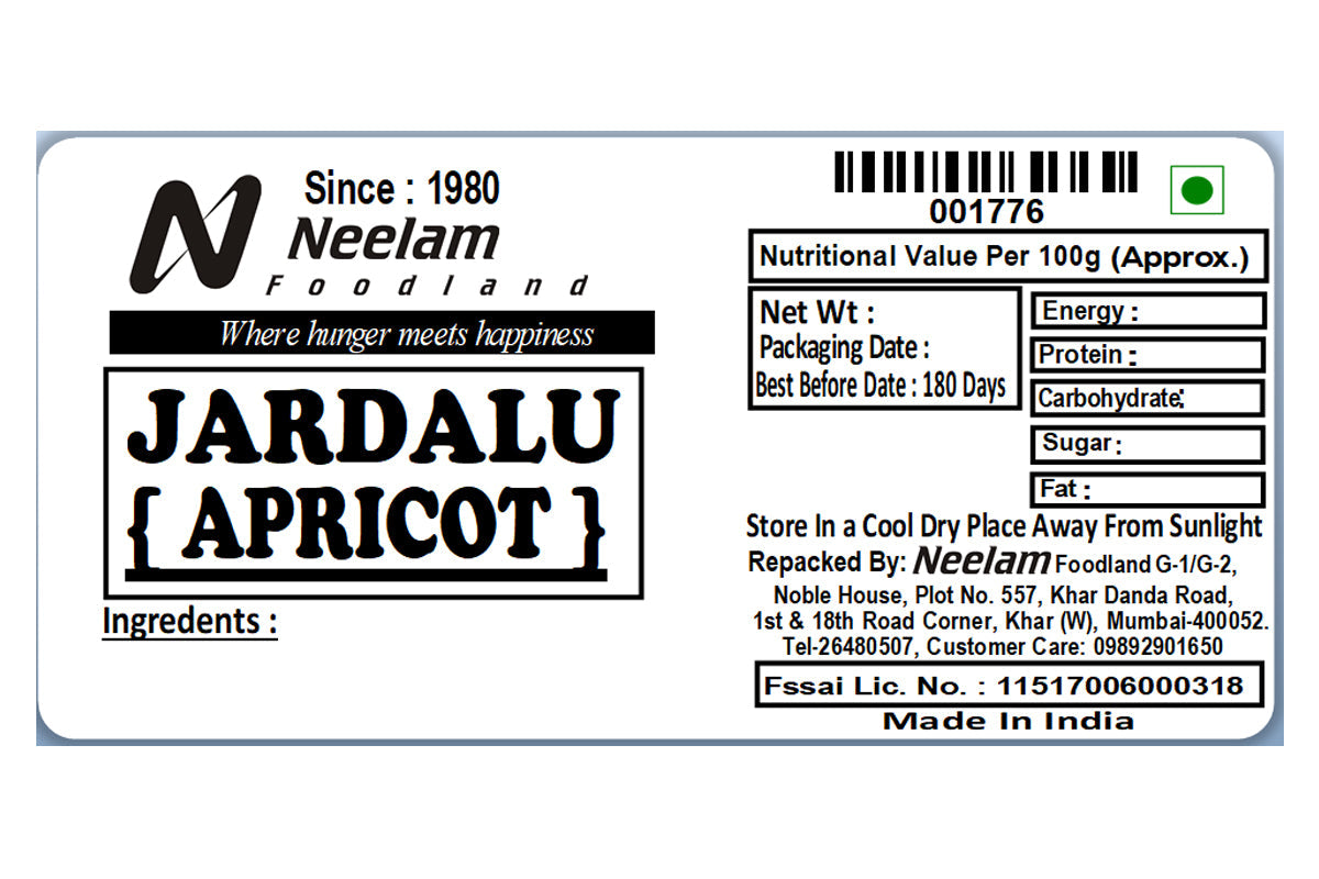 DRIED APRICOT JARDALU 500 GM